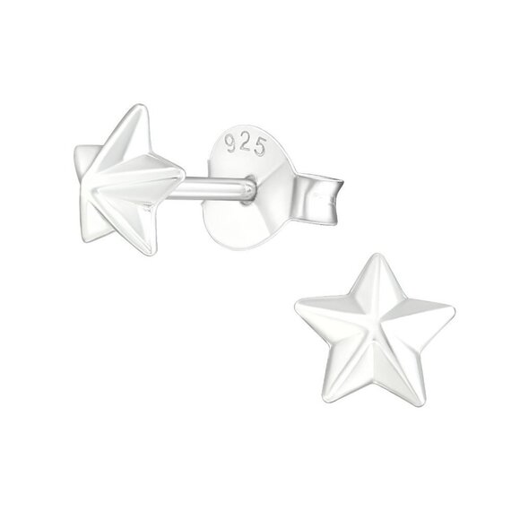 Sterling Silver Dainty Star Stud Earrings - Picture 1 of 10
